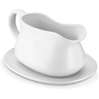Sauciere mit Untertasse, 450ml Porzellan Soßenkanne