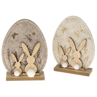 Macosa Home Osterei 2er Set Deko Ei Filz Holz 16 cm Braun Dekoei Filzei Osterdekoration (Deko-Figur Ostern Osterdekoration Osterhase, Filzosterei Oster-Dekoration Tischdeko), Deko Ostern Dekoosterei modern