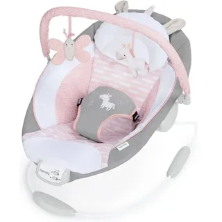 Ingenuity Babywippe Soothing Bouncer, Flora the Unicorn, mit Vibration und Melodien rosa