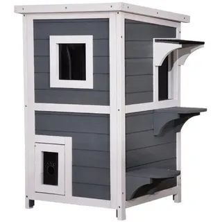 MCombo Katzenhaus 2 Etagen 66 cm grau