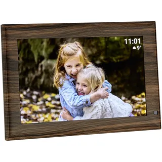TFA Dostmann FRAMEO App WiFi-Bilderrahmen 10.1 Zoll 1280 x 800 Pixel 32GB Holz (dunkel), Schwarz