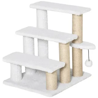 furnicato Katzen-Kletterwand Katzentreppe 3-stufig mit Kratzsäulen 45x40x48 cm Weiß weiß