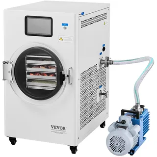 Vevor Gefriertrockner Gefriertrocknungsmaschine Trocknungsausrüstung (4–6 kg Kapazität) für Lebensmittel mit 4-lagigen Tabletts & einstellbarer Temperatur und Zeit, für Früchte Obst Weiß