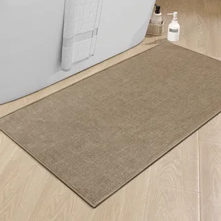 chakme Badezimmerteppich 60 x 120cm rutschfeste Badematte mit Gummi Rückseite Badteppich rutschfest waschbar Badvorleger Bad Teppich Badezimmer Duschvorleger Braun
