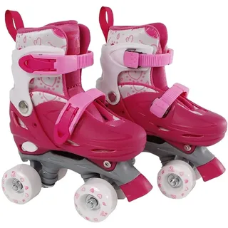 Kids Globe Rollschuhe rosa/weiß (Größe 27-30 verstellbar, mit zwei Schnallen, Rollerskates für Kinder)