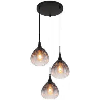 GLOBO Hängelampe Pendelleuchte Esstischlampe Rauchglas 3 flammig Wohnzimmerlampe 120cm