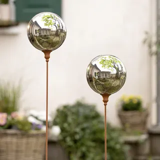 Gartenstecker "Kugel" aus Metall mit Rost Finish, 118 cm hoch, Dekostecker