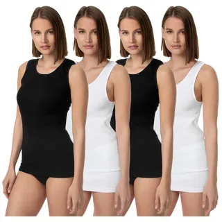 TEXEMP Unterhemd 4er Pack Damen Unterhemd Baumwolle Tank Top Achselhemd Damentop (4-St) 100% gekämmte Baumwolle schwarz 48/50