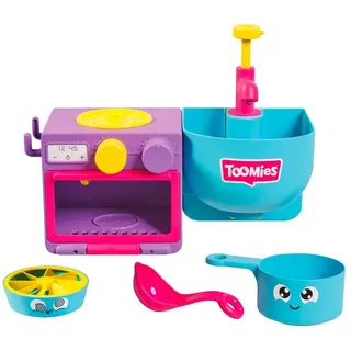 Toomies Bubble & Bake Badewannen Küche, Baby Badespielzeug, Wasserspielzeug, Badespielzeug für Kleinkinder, 2 in 1 Spielset, Badewannenspielzeug geeignet für Kinder ab 18 Monate +