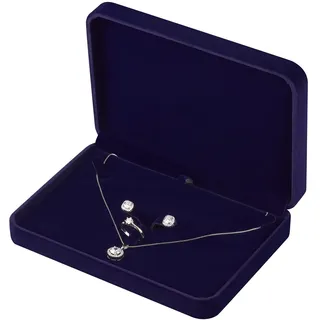 LETURE Großes Samt-Schmuckset, große Geschenkbox für Halskette und Ringe, Ohrringe, Perlenkette/klobige Halskette, Schmuckaufbewahrungsbox (blau)