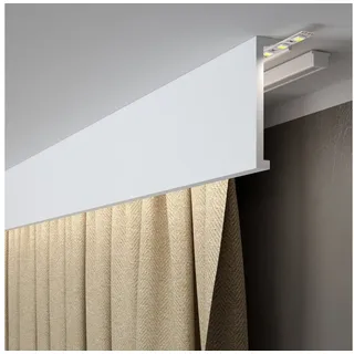 PROVISTON Stuckleiste Polystyrol, 40 x 120 x 2000 mm, Weiß, Vorhangleiste, Kleben, Polystyrol weiß