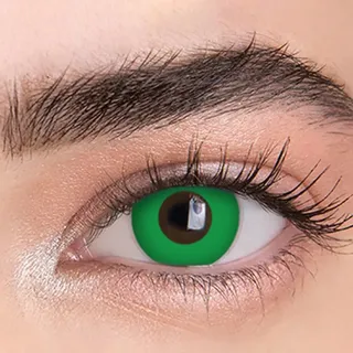 BEAUYWL Farbige Kontaktlinsen ohne Stärke, weiß schwarz rot blau grün gelb Farblinsen für Karneval Fasching Motto Party Anime Halloween Cosplay, Jahreslinsen 2 Stück (grün)