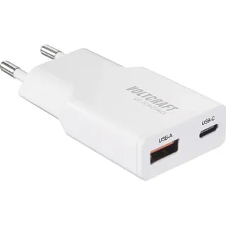 VOLTCRAFT UC-1C1A25W01 USB Ladegerät 1x USB-A, USB-C® Fast Charge, PD 3.0 Weiß GaN