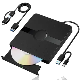 Externes Blu-Ray-Laufwerk, USB 3.0 und Typ-C-Blu-Ray-Laufwerk mit Verlängerungsdatenkabel, tragbarer Blu-Ray-DVD/CD/BD-Player, optisches 3D-Bluray-Laufwerk, kompatibel mit Window-Makos für MacBook