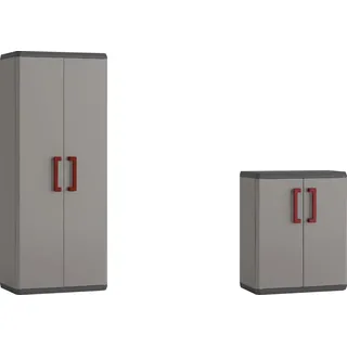 KETER Kunststoffschrank Quadra 166 x 68 x 39 und 83 x 68 x 39 cm Grau