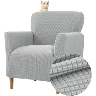 FZKun Stretch Sesselbezug Sesselhusse Elastische Jacquard Sofaüberzug Clubsessel Sessel Bezug, Weicher Sesselschoner mit Armlehne Sitzbezug Für Sessel Mit Armlehne Hussen Für Sessel (Grau)