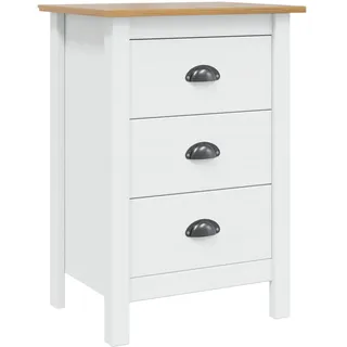vidaXL Nachtschrank Hill 46 x 35 x 65 cm Weiß/Honigbraun