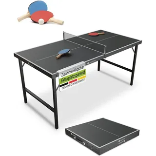Juskys Mini Tischtennisplatte Flexi Schwarz