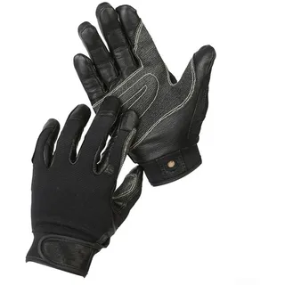 AIDNTBEO Schwarze Rindsleder-Handschuhe für Outdoor-Sportarten, Vollfinger-Rindsleder-Kletterhandschuhe, Felskletter-Abfahrtshandschuhe, Handflächenbreite: 10,5–11 cm