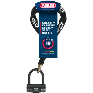 ABUS Abus, Bügelschloss 58/140HBIII100 + Kette 12KS80Loop - Motorradschloss mit XPlus Zylinder & SRA zugelassen