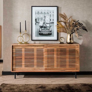 Modernes Sideboard aus Akazie Massivholz Vierfußgestell aus Metall