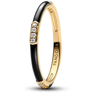 Pandora 163686C01 Damenring Schwarze Emaille und Steine Goldfarben, 56/17,8