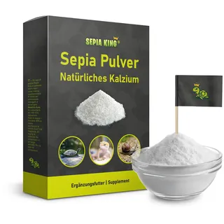 Sepia King - Sepia-Pulver - Kalzium für Schildkröten, Bartagame, Reptilien - gemahlene Sepiaschalen - Futter Bestäuben, Insekten - Futterkalk, Kalk Terrarium - 50g