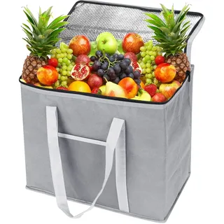 30L Kühltasche, Lebensmittel-Liefertasche, Wiederverwendbare Kühlbox für gefrorene Lebensmittel, Faltbare Mittagessen Picknick Kühltasche für Camping, Angeln, Familie Outdoor-Aktivitäten (1 Pack)