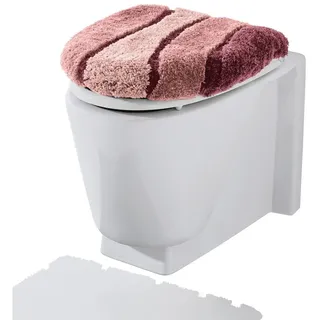 REDBEST Badematte WC-Deckelbezug "Louisville", Höhe 20 mm, Gummizug:, Streifen rosa
