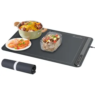 Rosenstein & Söhne Warmhaltematte: Rollbare digit. Warmhalteplatte Silikon, 55-100 °C, 61 x 40cm, 250 W (Wärmeplatte, Speisewärmer, Tee)