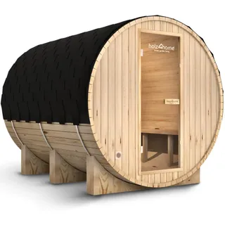 holz4home Fassauna, Natur, Holz, 6-Sitzer, 180x190x240 cm, Freizeit, Wellness