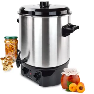 Syntrox Germany Einkochautomat Glühweinkocher Vintel 27 Liter Edelstahl, Wasserkocher, Multikocher, Heißwasserspender, Zapfhahn für Flüssigkeiten, 2000 Watt Heizelement