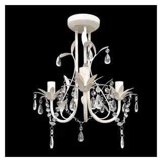 vidaXL Kronleuchter Pendelleuchte Kristall Lampe Lüster Leuchte weiß