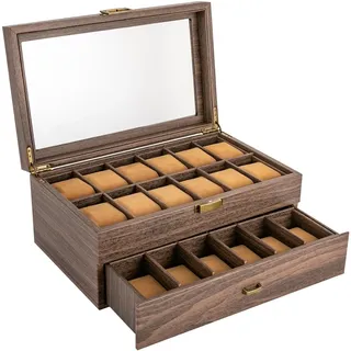 Uhrengehäuse für Männer Frauen, Uhrenhalter Organizer Uhrenbox Uhrenkoffer Uhrenkasten Uhrenschatulle Uhrentruhe,für die Heimdekoration in Ihrem Schrank, Schminktisch, Schaufenster,24 Uhrenbox,