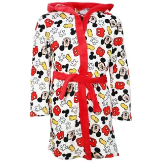Disney Kinderbademantel Disney Mickey Maus Kinder Jungen Coral Fleece Bademantel mit Kapuze, Polyester, Gürtel, Gr. 98 bis 128 bunt 122/128