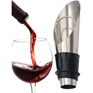 Weinstopfen und Ausgießer – 2-in-1 Weinausgießer, Weinstopper, Ausgießer aus Edelstahl, wiederverwendbare Weinstopfen für Wein, Getränke, Bier