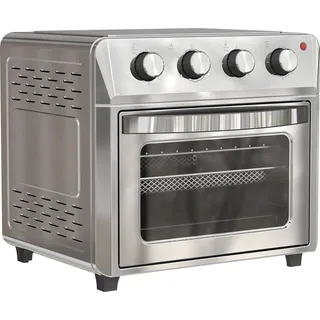 HOMCOM Mini Backofen mit Umluft 24 L 1600W 90-230°C Heißluftofen mit 60 Min. Timer, Heißluftfritteuse inkl. Backblech Grillrost, Minibackofen mit Innenbeleuchtung, Silber   Aosom