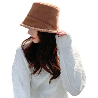 Wintermütze Unisex Fischerhut Künstlich Wildleder Eimerhut Damen Mädchen Damenmütze Modisch Winddicht Mütze Plüsch Beidseitig Winterhut Verdickt Kuschelig Eimerhut Baumwolle Outdoor Wollmütze Winter - 54-56