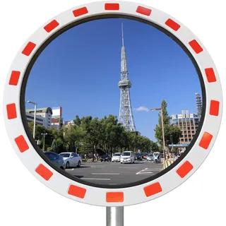 O&W Security Verkehrsspiegel Konvex 60 cm – Acrylglas, 5 cm Reflektorrand, wetterfest mit Dichtung, Sichtweite 12–15 m, inkl. Halterung für Einfahrt/Ausfahrt/Garage