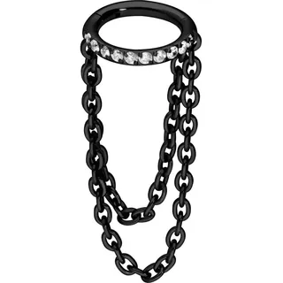 PIERCINGLINE Titan Segmentring Clicker EINGEFASSTE KRISTALLE + 2 KETTEN