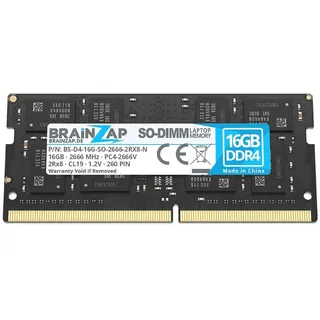 BRAINZAP 16GB DDR4 RAM SO-DIMM PC4-2666V 2Rx8 2666 MHz 1.2V CL19 Notebook Laptop Arbeitsspeicher