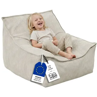 Bellabino Sitzsack Cleo aus Cord (verfügbar in Beige, Türkis, Terrakotta), Kindersitzsack aus Cord, 50x75x60 (HxTxB) beige