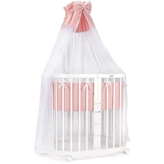Waldin BABYBETT 7in1 mit Matratze und Stoffset, Weiß