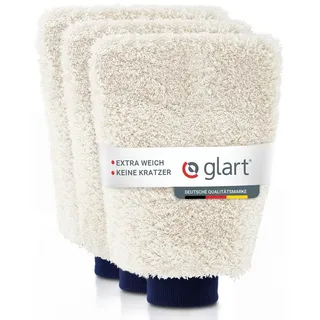 Glart 44WH3 3er Mikrofaser Auto Waschhandschuh Profi-Qualität ohne Kratzer Mikrofasertuch (80% Polyester, 20% Nylon) weiß