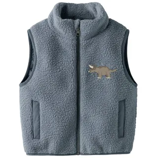 NAME IT Fleeceweste NAME IT "NMMMALL SHERPA VEST", Herren, Gr. 128, flint stone, Fleece, Obermaterial: 100% Polyester, unifarben, Basic normal, Westen Fleeceweste