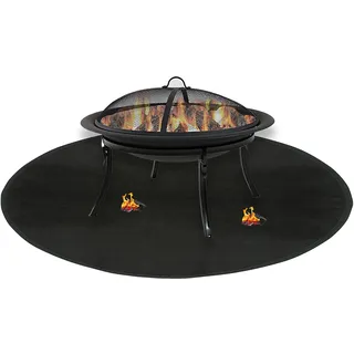 Heavyoff Runde Feuerschale Matte - Feuerfeste Hitzebeständige Feuerstelle Pad für BBQ Grills, Boden, Terrasse, Rasen, Camping, Deckschutz - Schwarz, 30" / 76cm