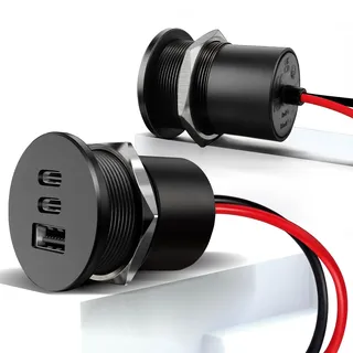 acegoo USB C Steckdose 12V Aluminium, Dual Typ C PD 20W & QC 18W