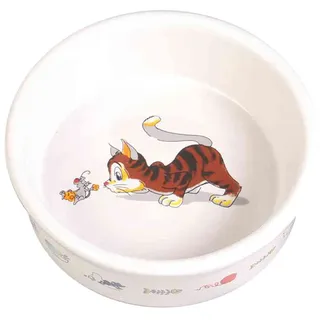 Trixie Napf mit Motiv, Katze, Keramik, 0,2 l 11 cm, weiß