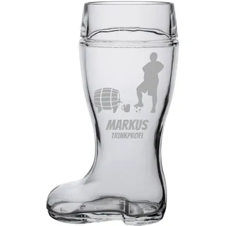 LUXENTU Bierstiefel 1,0l mit Gravur, - Spieler mit Bierfass