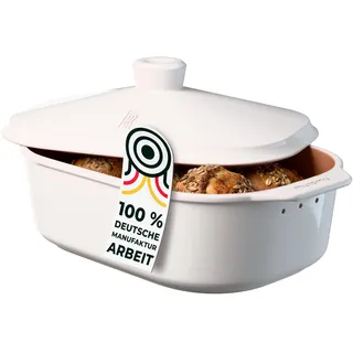 Brot-Frische-Topf – moderner Brottopf & Brotkasten aus Keramik Natur-Ton - atmungsaktiv & gegen Schimmel - Brotkorb & Brotbehälter auch für Gemüse & zur Aufbewahrung – Handmade in Germany (Cream)